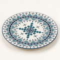 Moroccan Hand-Painted Ceramic Serving Plate – Blue & White Geometric Design