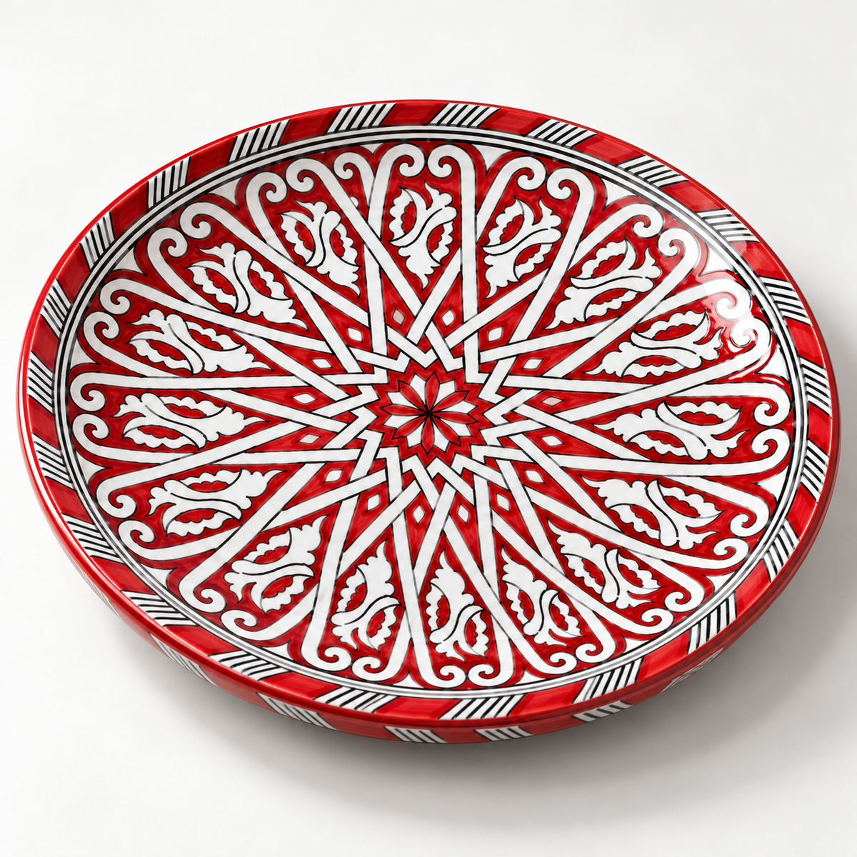 Fez Ceramic plates - 25 cm diamètre Red colour Motifs