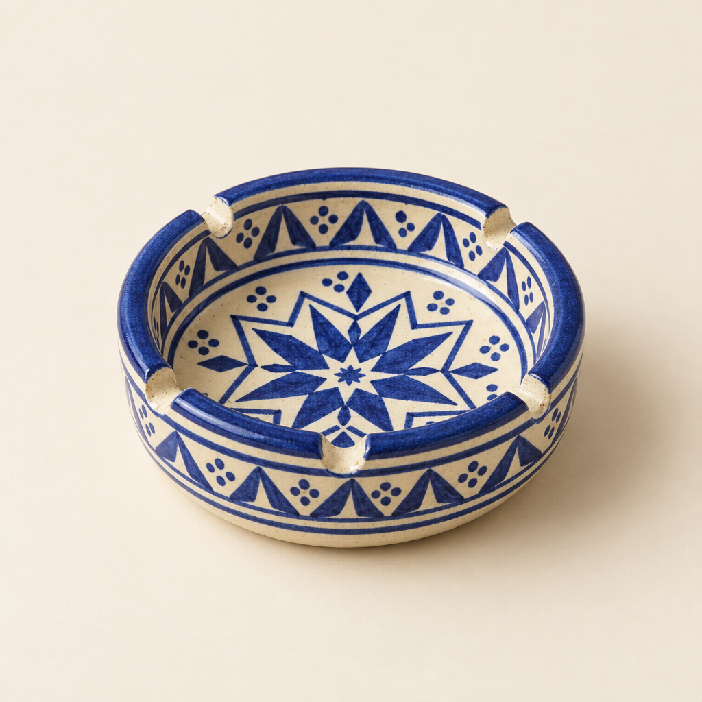 Zellige Ceramic Ashtray — Cobalt