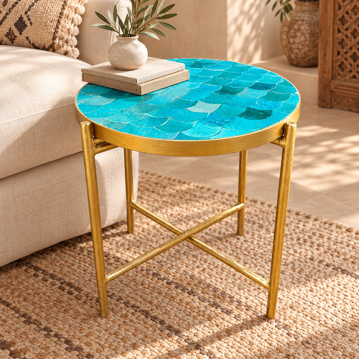 Fez Zellige Tiles side Table — Fez Ceramic