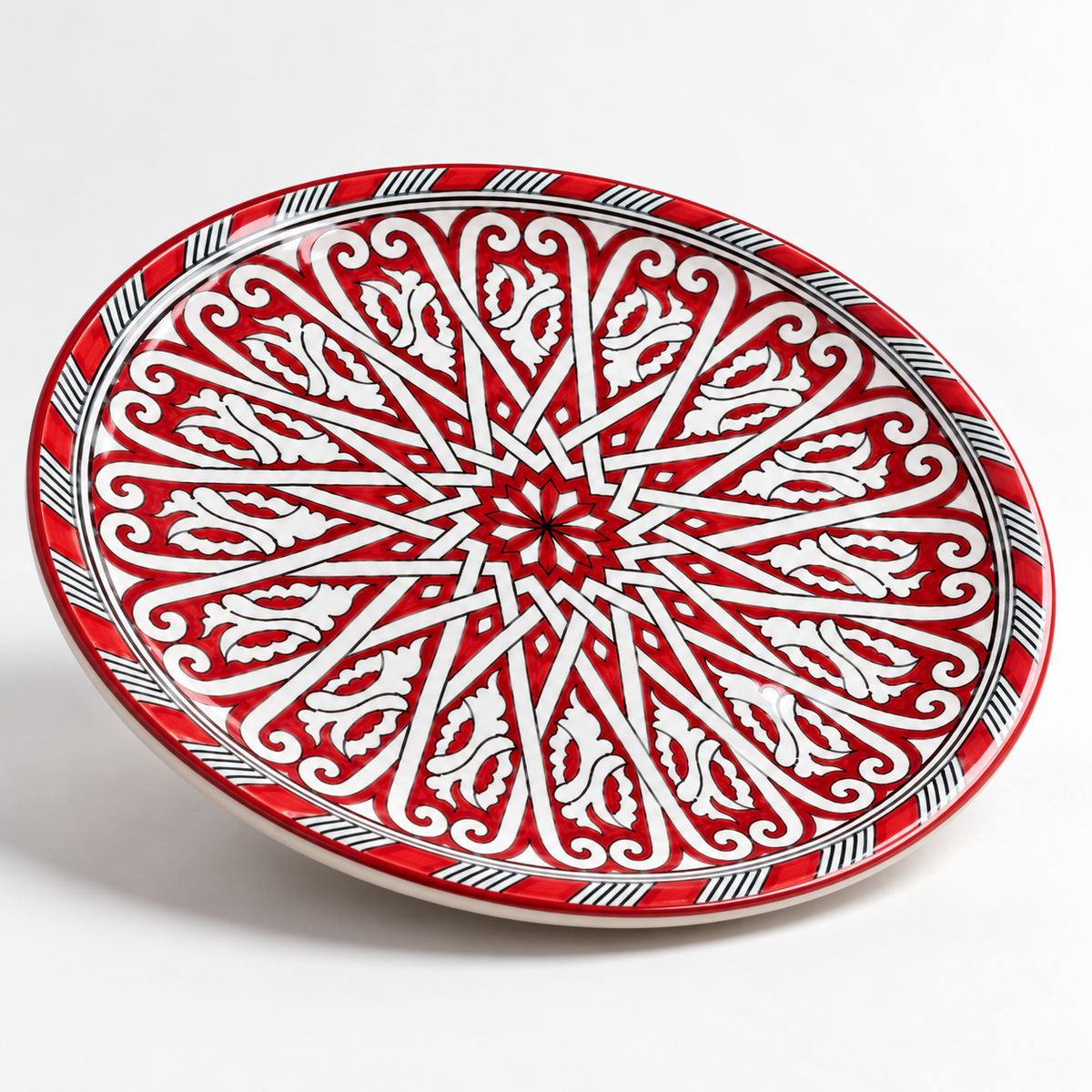 Fez Ceramic plates - 25 cm diamètre Red colour Motifs