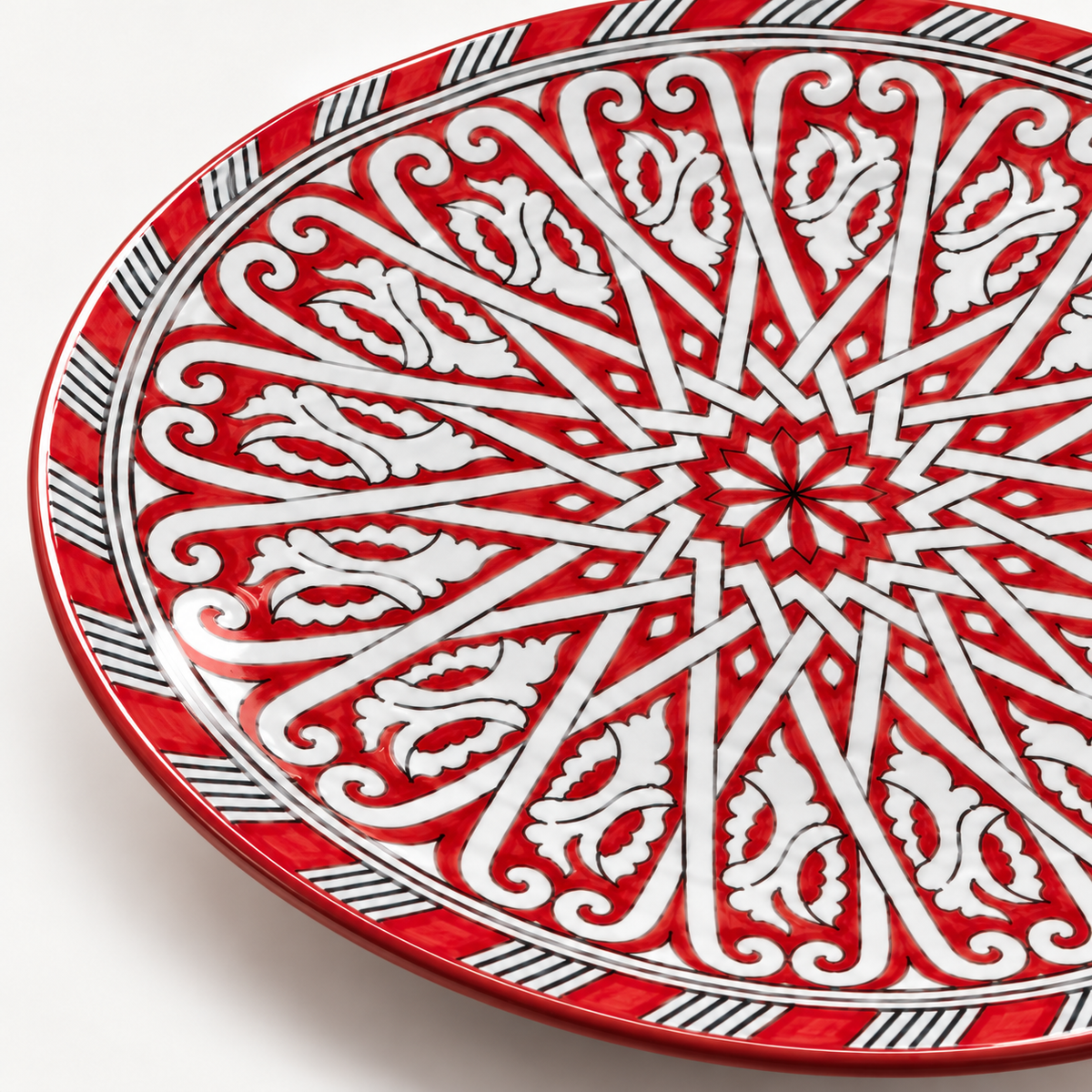 Fez Ceramic plates - 25 cm diamètre Red colour Motifs