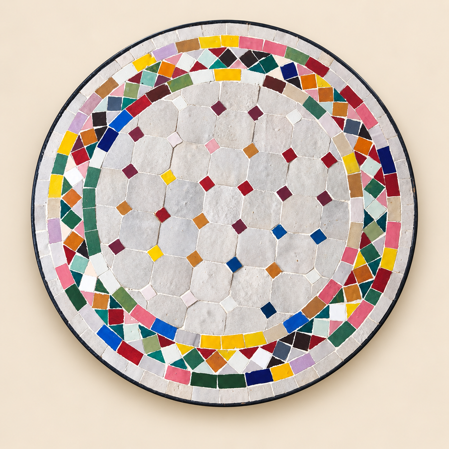 Round Moroccan Zellige Mosaic Table – Multicolour