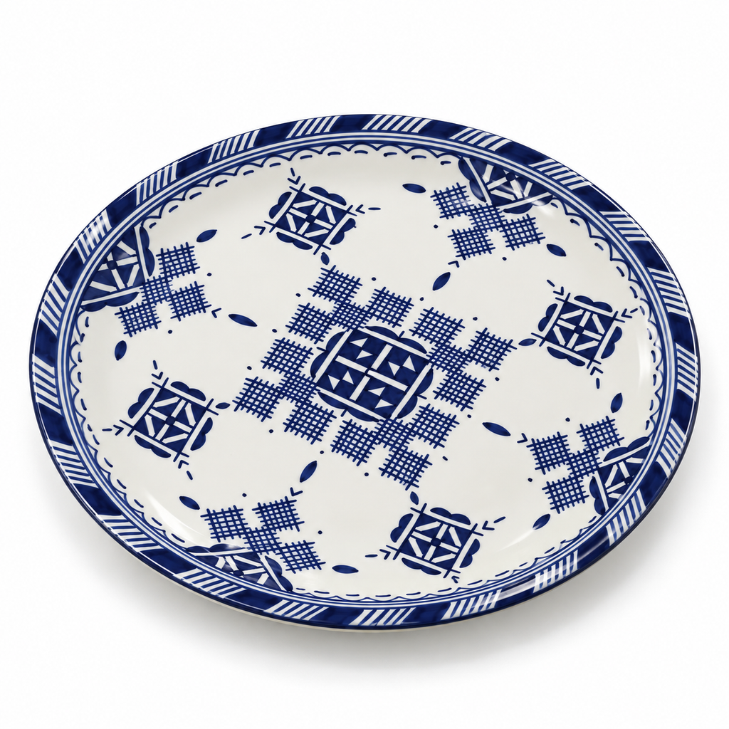Moroccan Hand-Painted Ceramic Plate – 25 cm Blue & White | Fez Ceramics