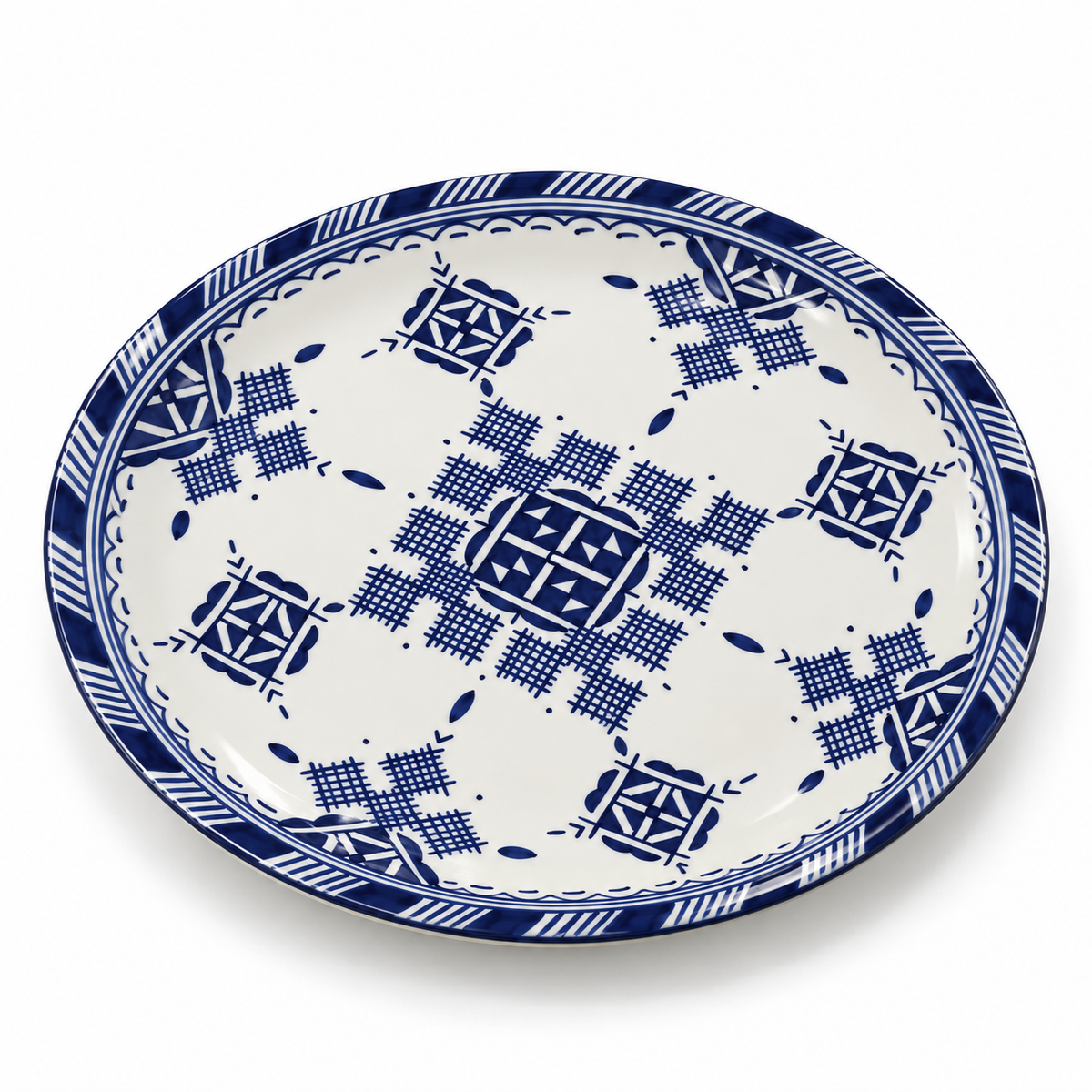 Moroccan Hand-Painted Ceramic Plate – 25 cm Blue & White | Fez Ceramics