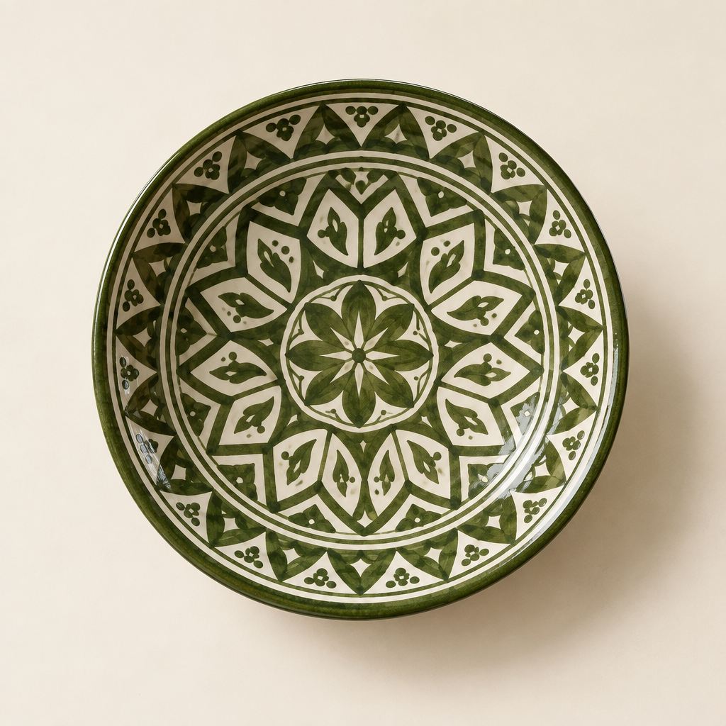 Hand-Painted Dinner Plate — Safi Green