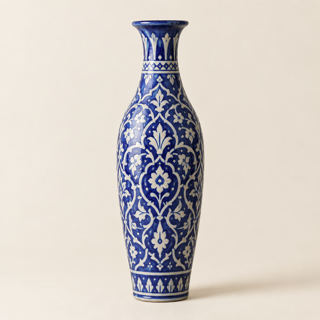 Tall Fez Ceramic Vase — Cobalt